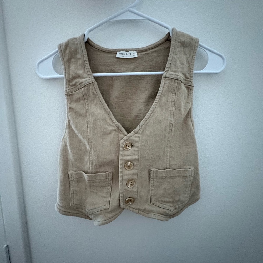 Tan Button-Front Tank Top
